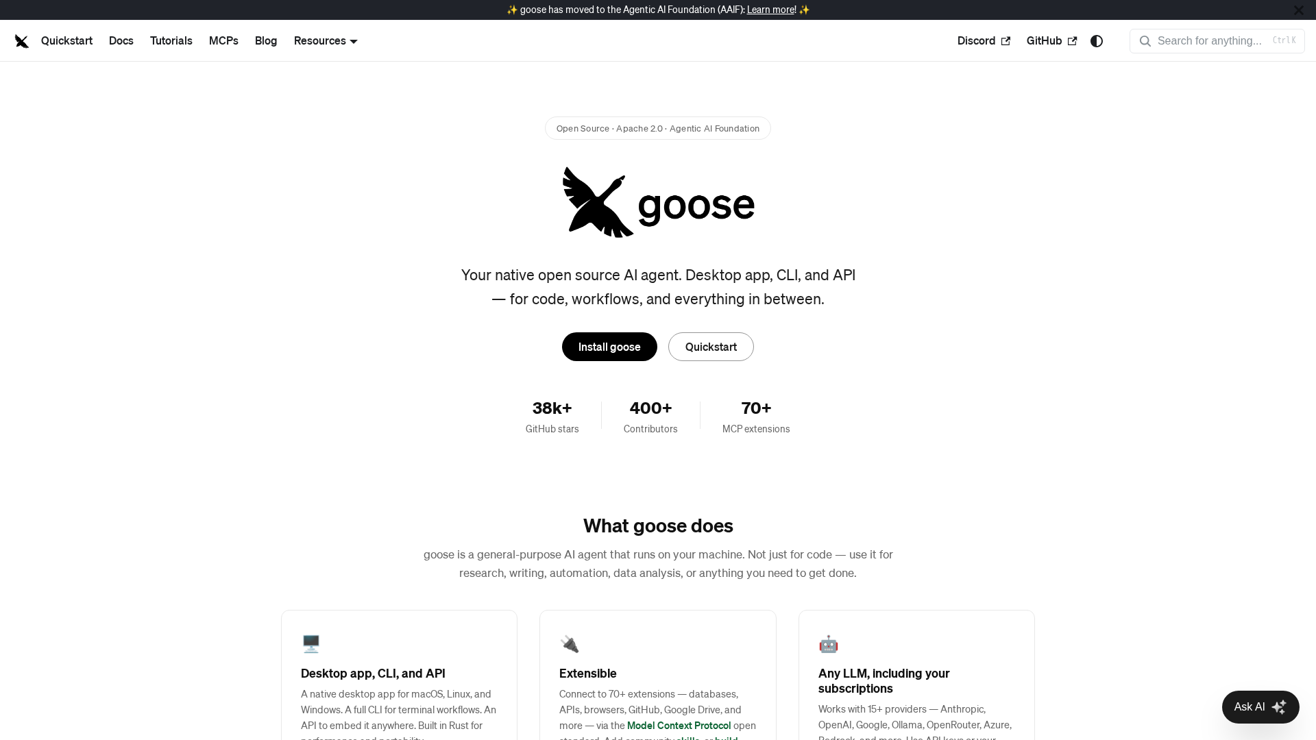 Goose — Your open-source AI developer agent