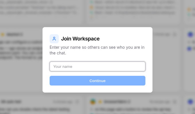The Join Workspace dialog prompting for a display name
