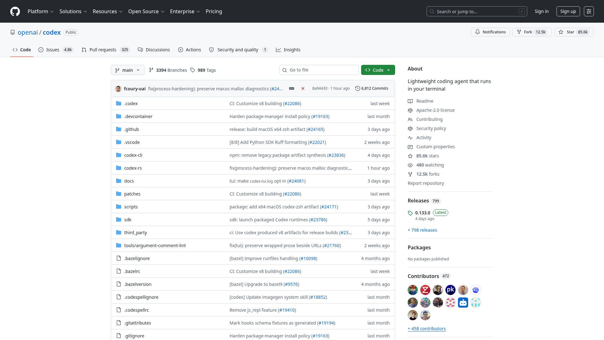 OpenAI Codex CLI — a lightweight coding agent that runs in your terminal with 85K+ GitHub stars