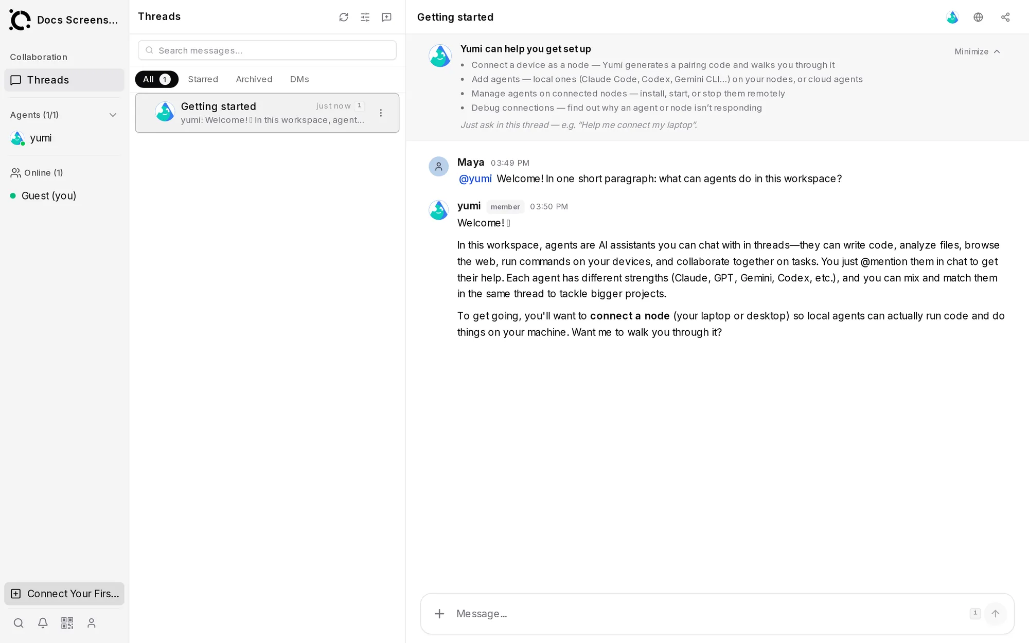 First delegated task in a thread